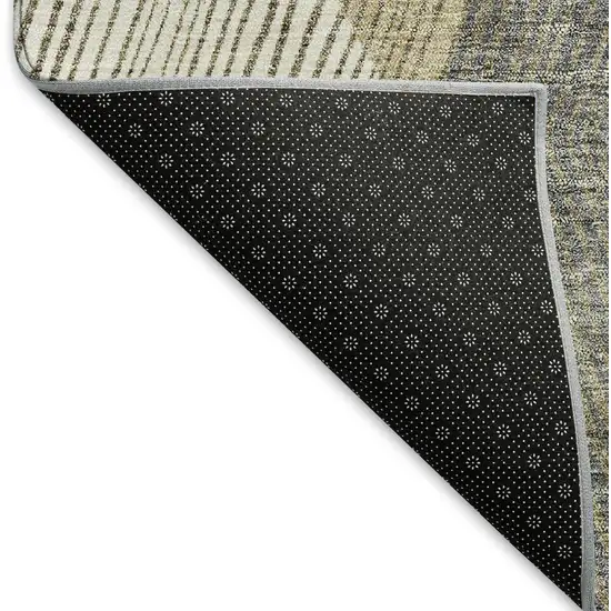 Wheat Beige And Gray Geometric Washable Area Rug With UV Protection Photo 6