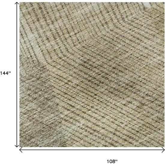 Wheat Beige And Gray Geometric Washable Area Rug With UV Protection Photo 8
