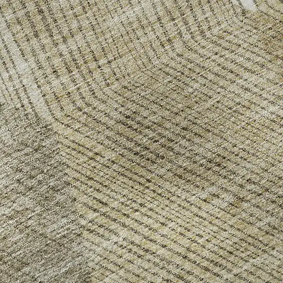 Wheat Beige And Gray Geometric Washable Area Rug With UV Protection Photo 1