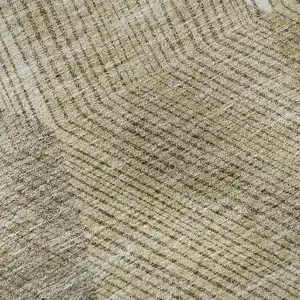 Photo of Wheat Beige And Gray Geometric Washable Area Rug With UV Protection