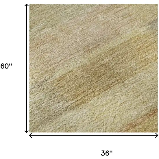 Wheat Beige And Gray Striped Washable Area Rug With UV Protection Photo 9