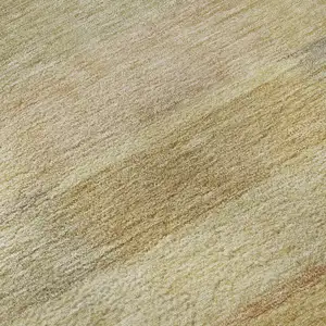 Photo of Wheat Beige And Gray Striped Washable Area Rug With UV Protection