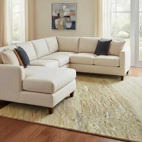 Wheat Beige And Gray Striped Washable Area Rug With UV Protection Photo 2