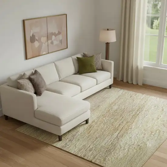 Wheat Beige And Gray Striped Washable Area Rug With UV Protection Photo 2