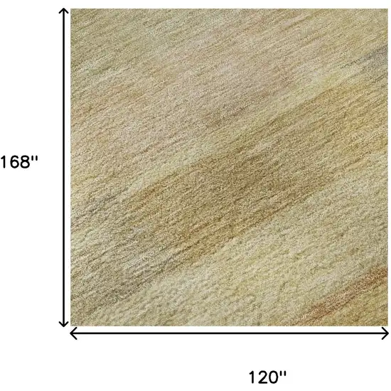 Wheat Beige And Gray Striped Washable Area Rug With UV Protection Photo 9