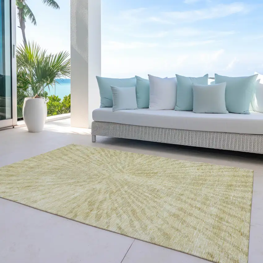 Wheat Beige And Tan Abstract Washable Indoor Outdoor Area Rug Photo 8