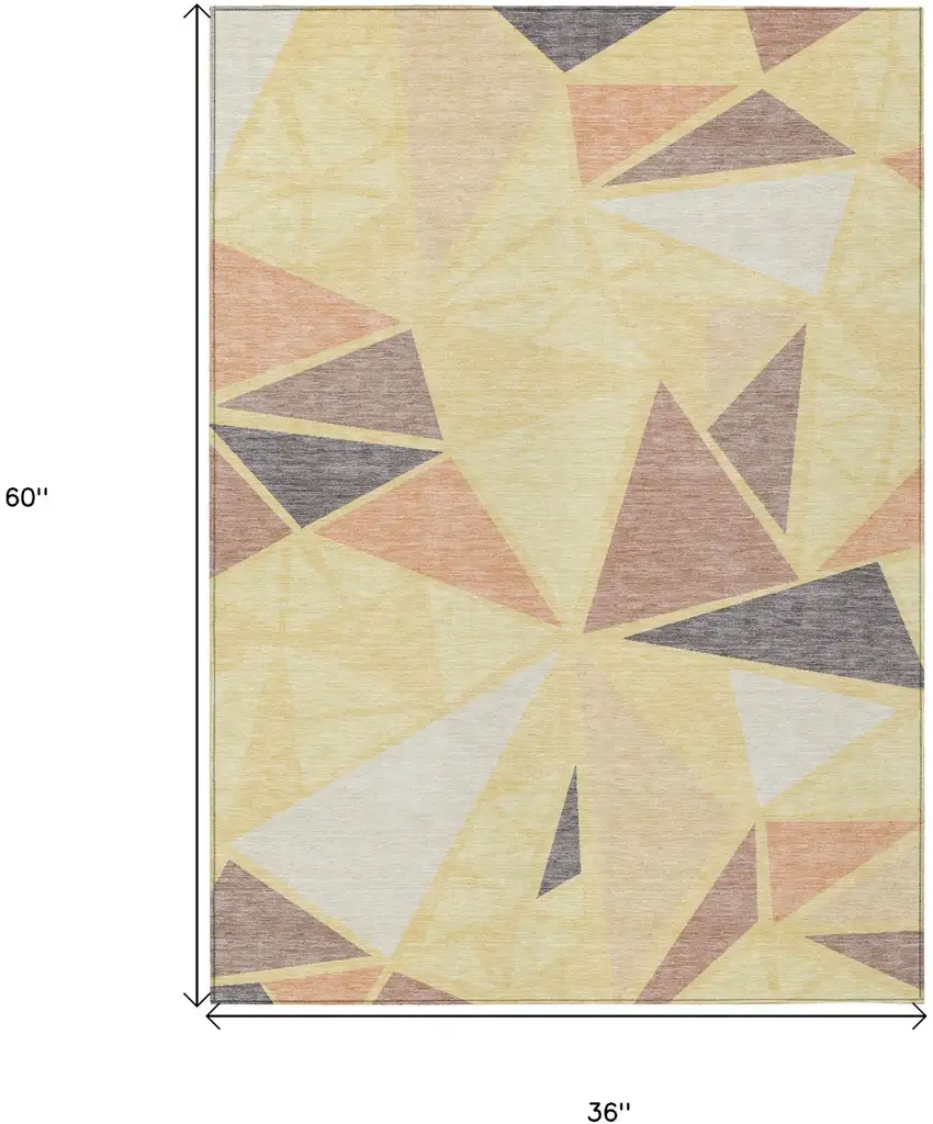 Wheat Brown And Gray Geometric Washable Indoor Outdoor Area Rug Photo 3