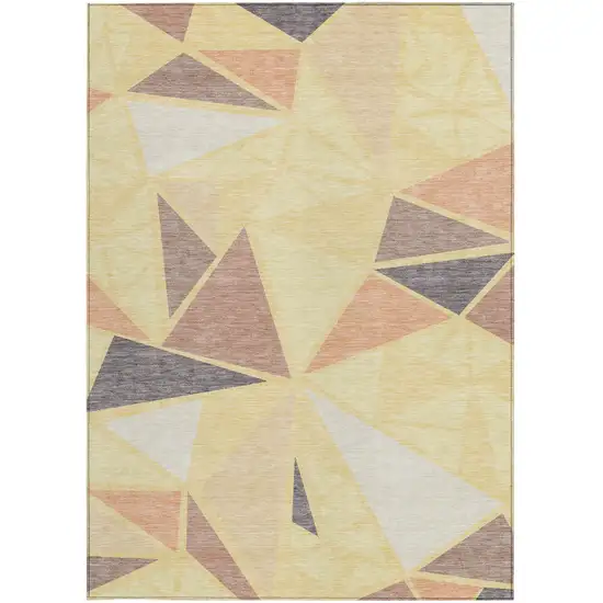 Wheat Brown And Gray Geometric Washable Indoor Outdoor Area Rug Photo 7