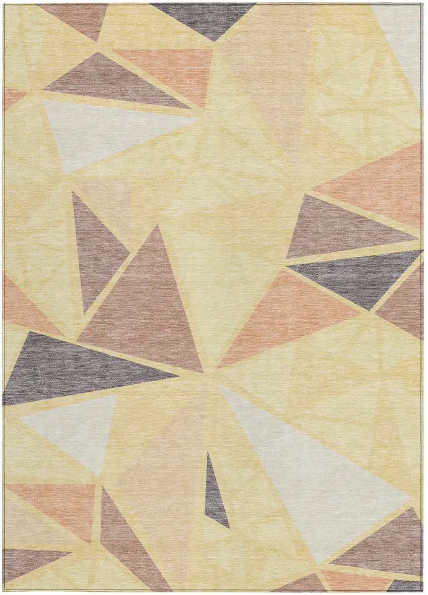 Wheat Brown And Gray Geometric Washable Indoor Outdoor Area Rug Photo 7