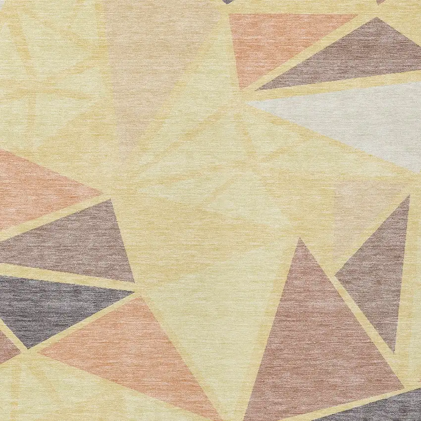 Wheat Brown And Gray Geometric Washable Indoor Outdoor Area Rug Photo 6