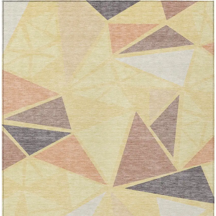 Wheat Brown And Gray Geometric Washable Indoor Outdoor Area Rug Photo 7