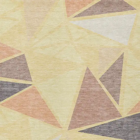 Wheat Brown And Gray Geometric Washable Indoor Outdoor Area Rug Photo 6