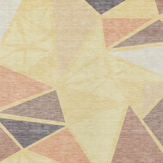 Wheat Brown And Gray Geometric Washable Indoor Outdoor Area Rug Photo 6