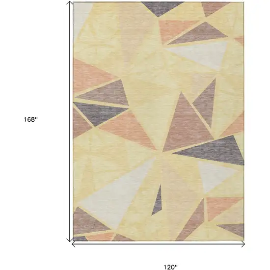 Wheat Brown And Gray Geometric Washable Indoor Outdoor Area Rug Photo 3