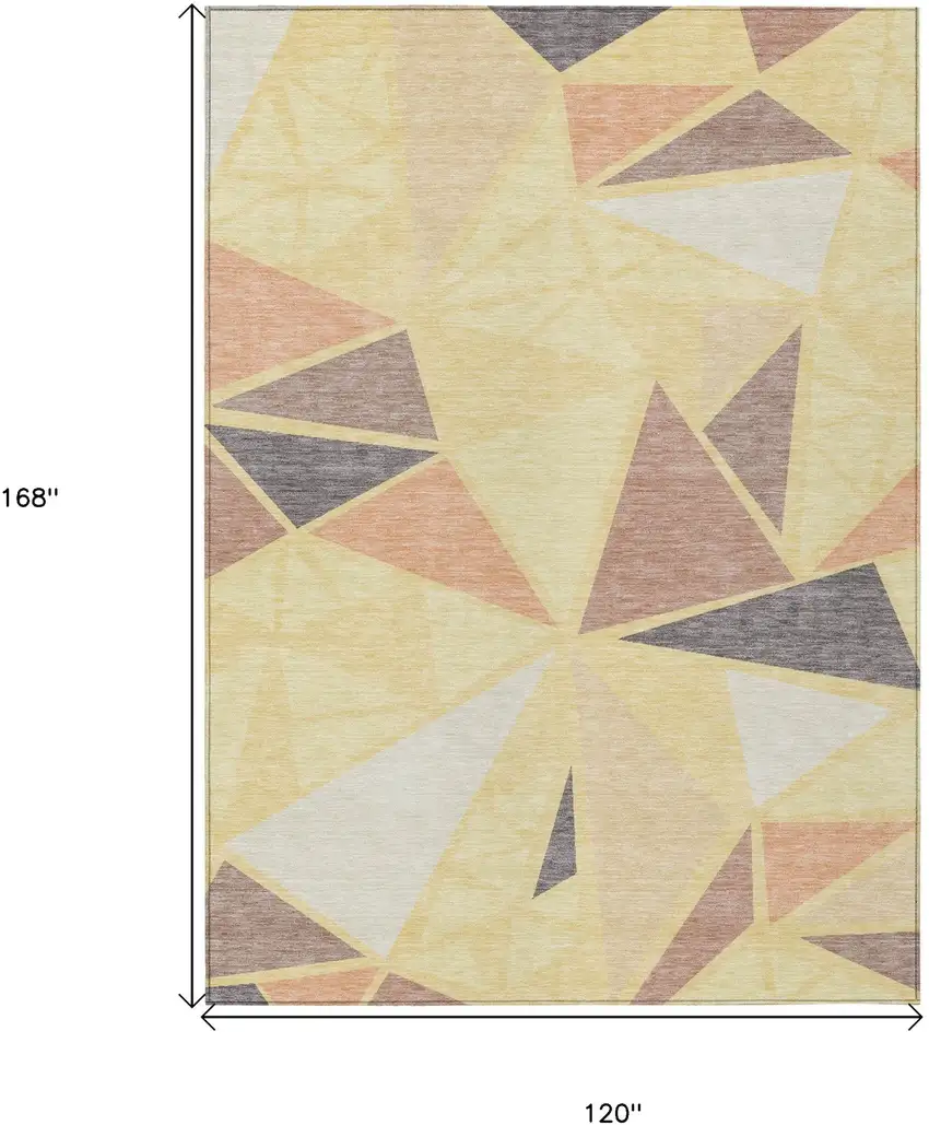 Wheat Brown And Gray Geometric Washable Indoor Outdoor Area Rug Photo 3