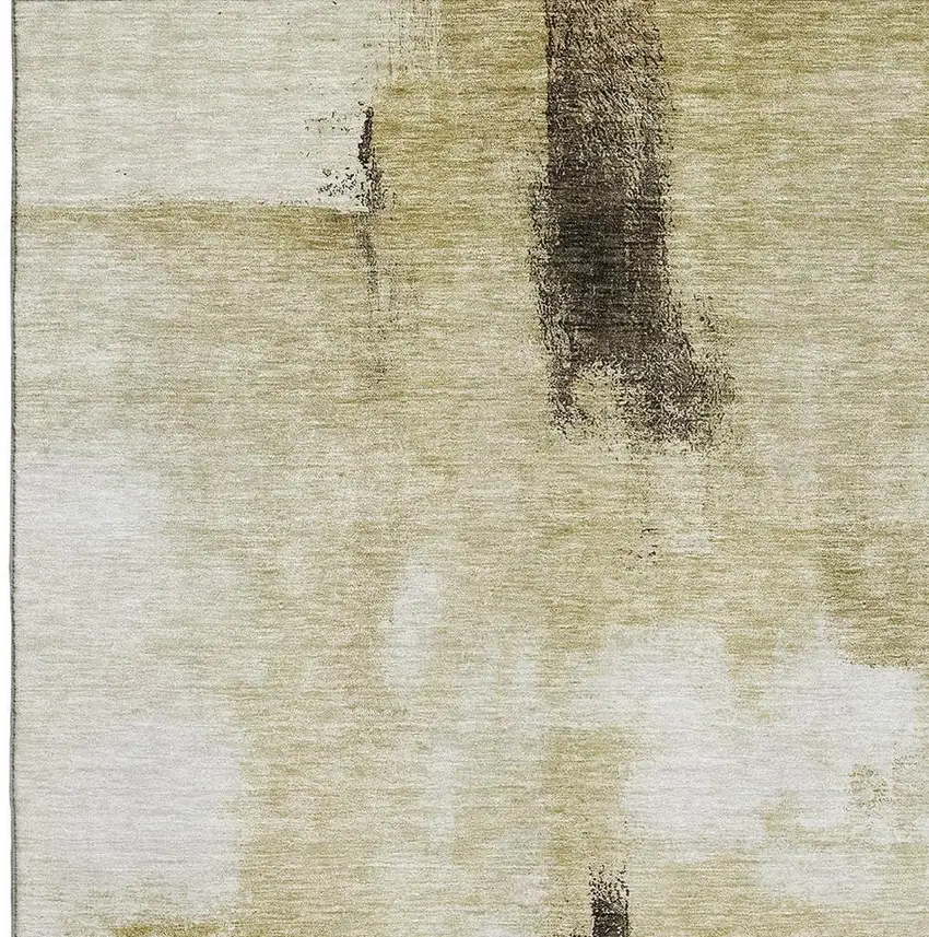 Wheat Charcoal And Ivory Abstract Washable Area Rug With UV Protection Photo 3