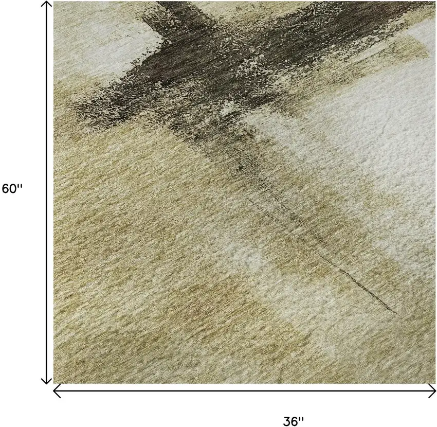 Wheat Charcoal And Ivory Abstract Washable Area Rug With UV Protection Photo 9