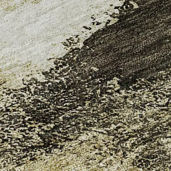 Wheat Charcoal And Ivory Abstract Washable Area Rug With UV Protection Photo 2
