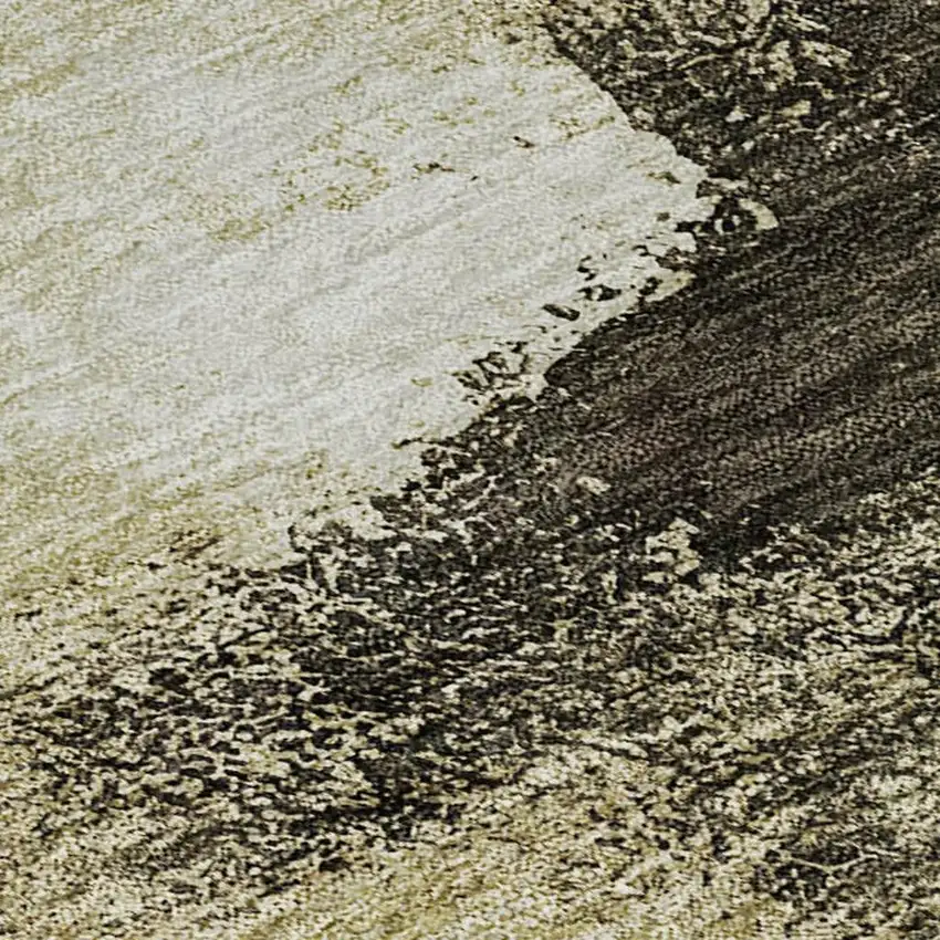 Wheat Charcoal And Ivory Abstract Washable Area Rug With UV Protection Photo 3