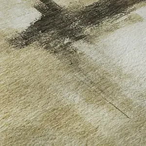 Photo of Wheat Charcoal And Ivory Abstract Washable Area Rug With UV Protection