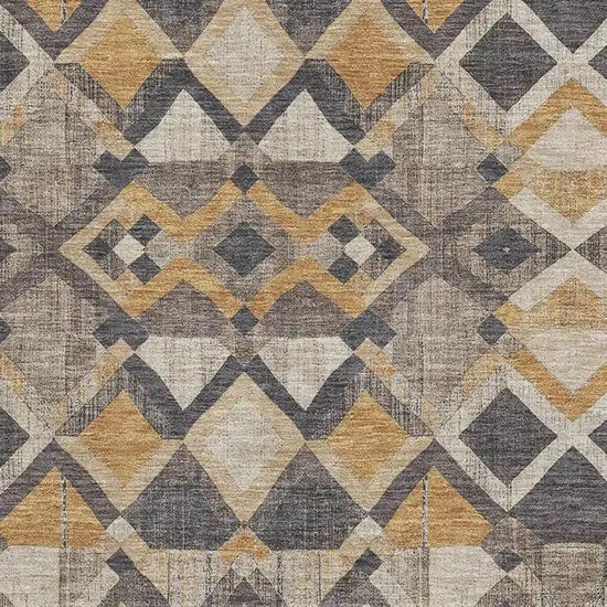 Wheat Charcoal And Ivory Geometric Washable Area Rug With UV Protection Photo 2