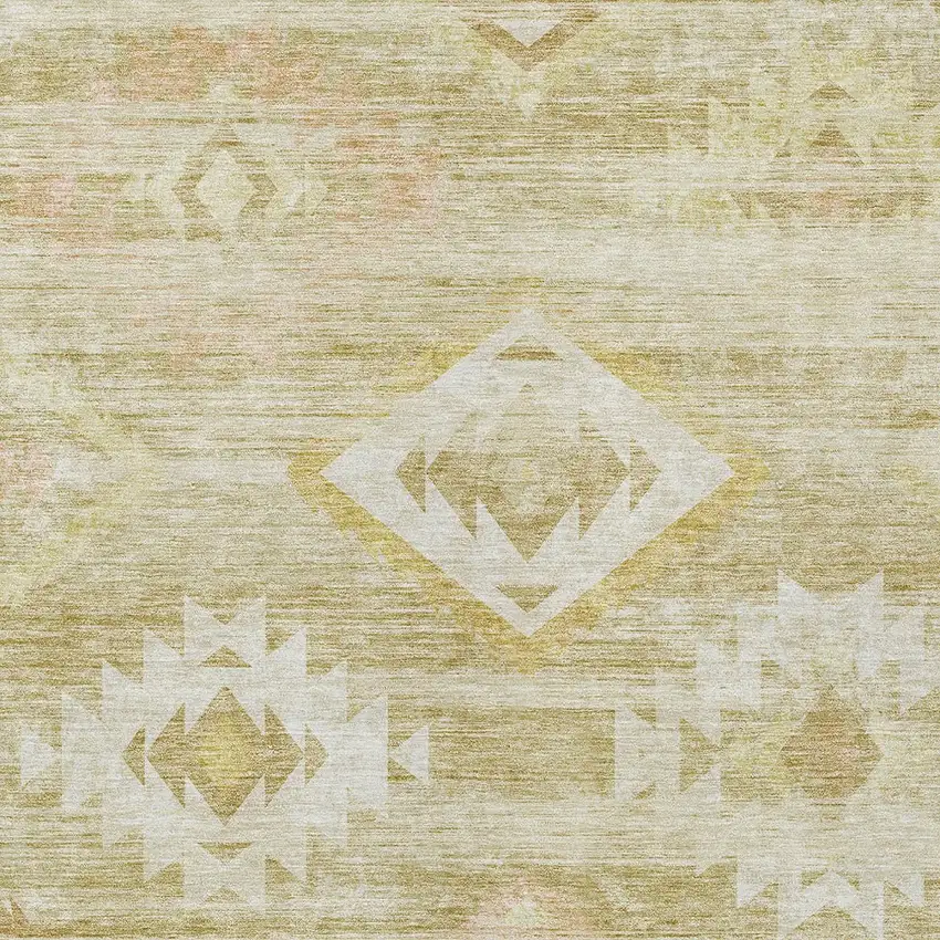 Wheat Gold And Beige Southwestern Washable Indoor Outdoor Area Rug Photo 6