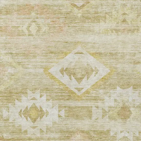 Wheat Gold And Beige Southwestern Washable Indoor Outdoor Area Rug Photo 6