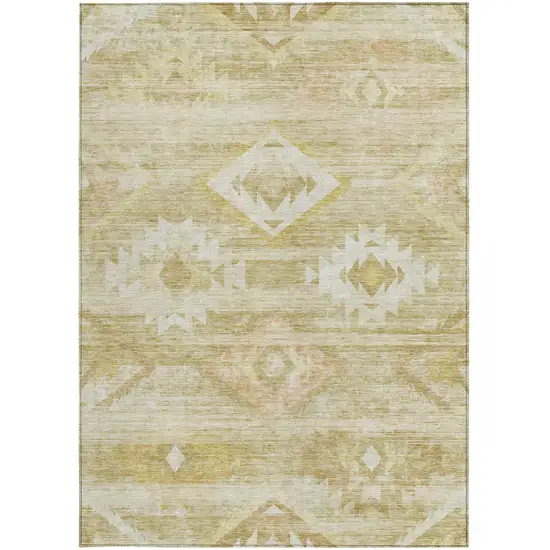 Wheat Gold And Beige Southwestern Washable Indoor Outdoor Area Rug Photo 7