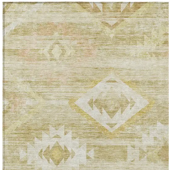 Wheat Gold And Beige Southwestern Washable Indoor Outdoor Area Rug Photo 6