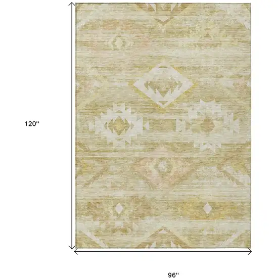 Wheat Gold And Beige Southwestern Washable Indoor Outdoor Area Rug Photo 3