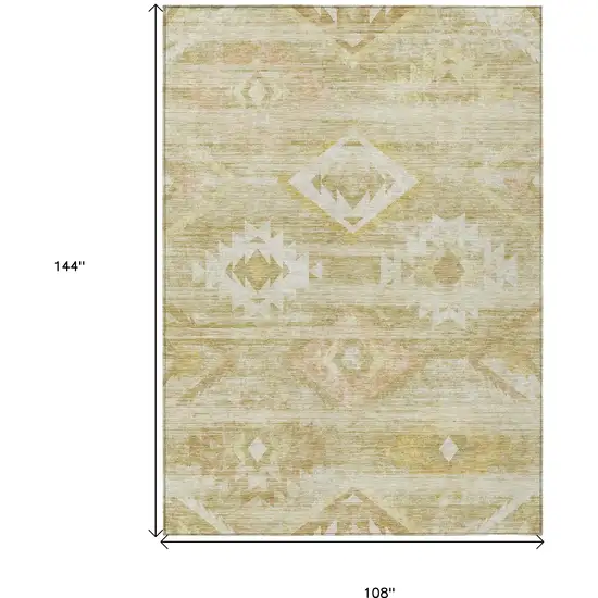 Wheat Gold And Beige Southwestern Washable Indoor Outdoor Area Rug Photo 3