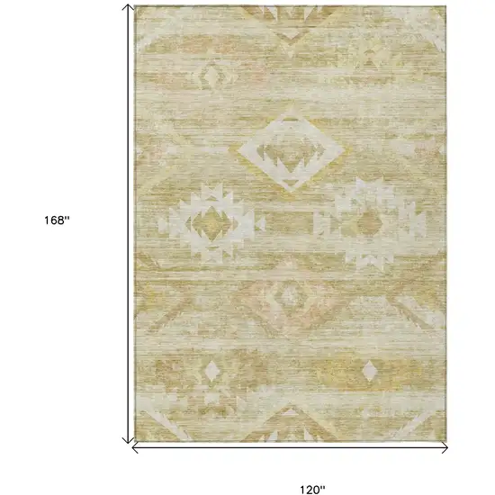 Wheat Gold And Beige Southwestern Washable Indoor Outdoor Area Rug Photo 3