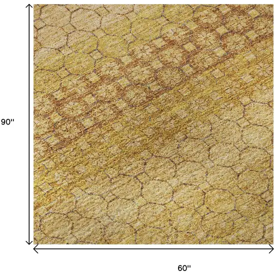 Wheat Gold And Beige Striped Washable Area Rug With UV Protection Photo 8