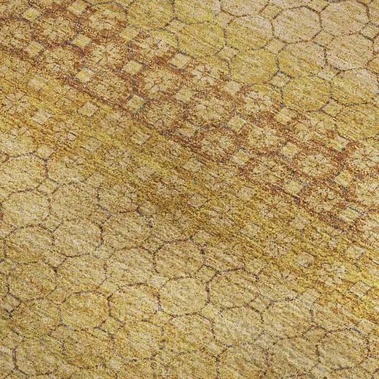 Wheat Gold And Beige Striped Washable Area Rug With UV Protection Photo 2