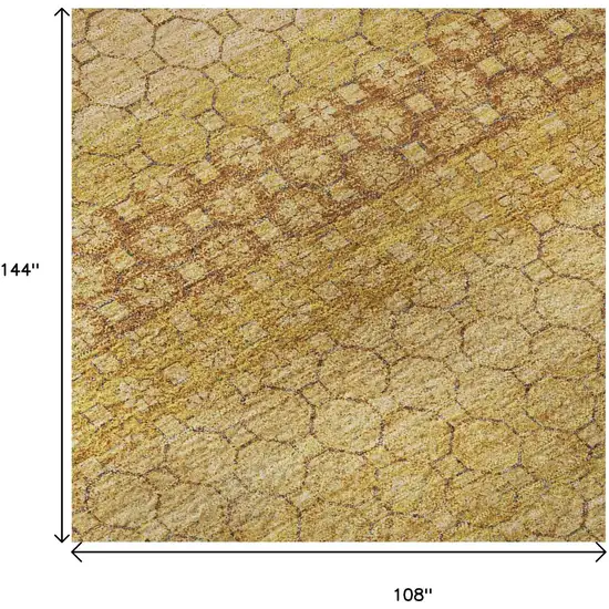 Wheat Gold And Beige Striped Washable Area Rug With UV Protection Photo 9