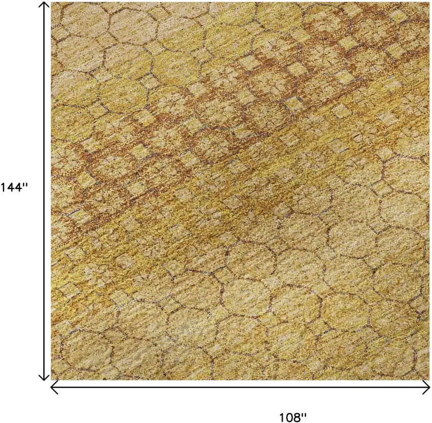 Wheat Gold And Beige Striped Washable Area Rug With UV Protection Photo 9