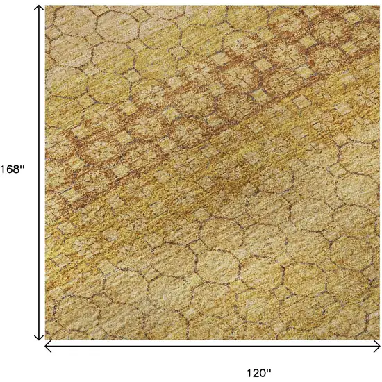 Wheat Gold And Beige Striped Washable Area Rug With UV Protection Photo 8