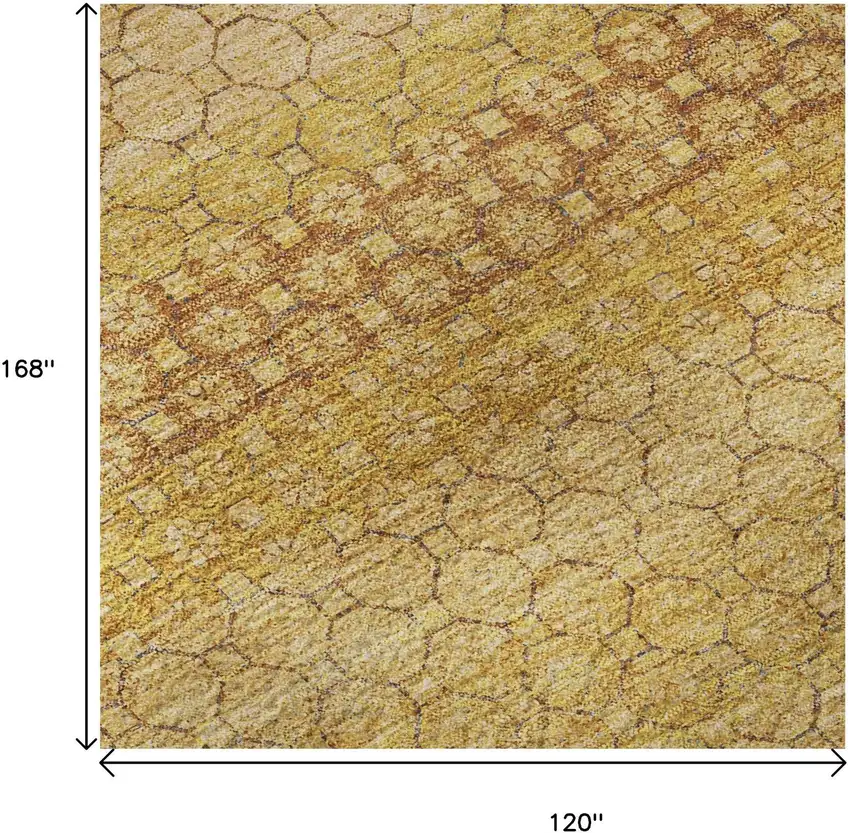 Wheat Gold And Beige Striped Washable Area Rug With UV Protection Photo 8