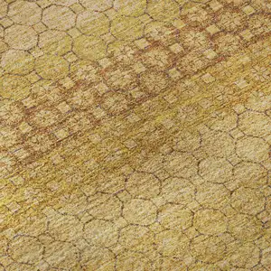 Photo of Wheat Gold And Beige Striped Washable Area Rug With UV Protection