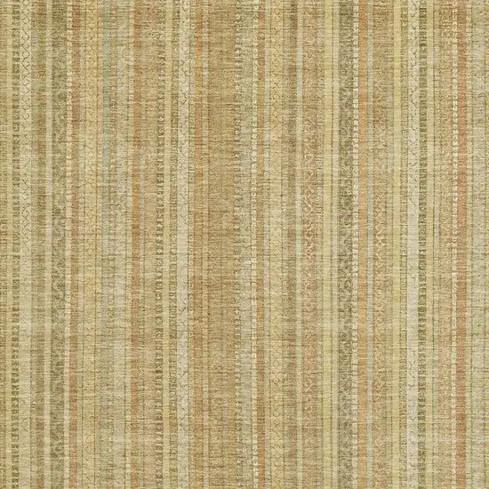 Wheat Gold And Beige Striped Washable Area Rug With UV Protection Photo 3