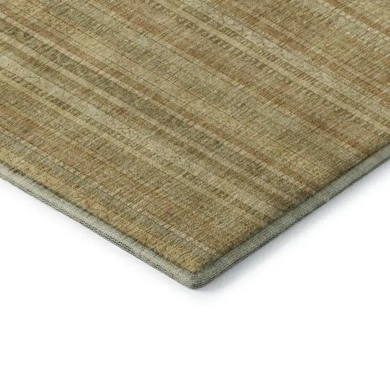 Wheat Gold And Beige Striped Washable Area Rug With UV Protection Photo 5