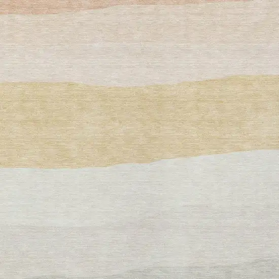 Wheat Gold And Beige Striped Washable Indoor Outdoor Area Rug Photo 3