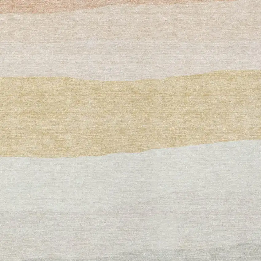 Wheat Gold And Beige Striped Washable Indoor Outdoor Area Rug Photo 3