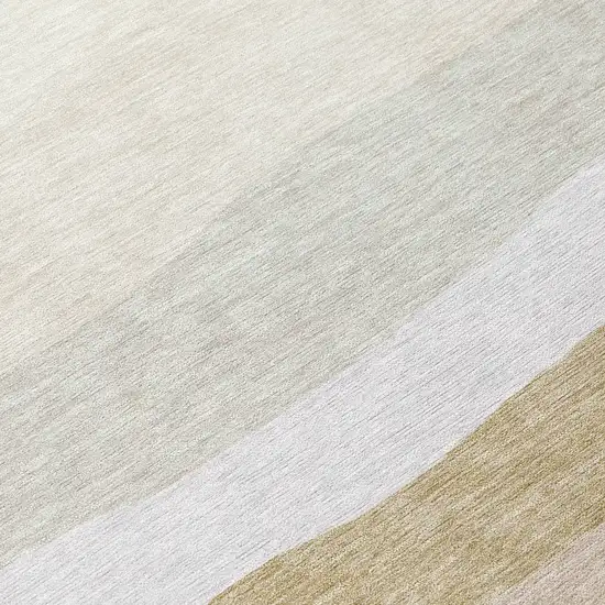 Wheat Gold And Beige Striped Washable Indoor Outdoor Area Rug Photo 9