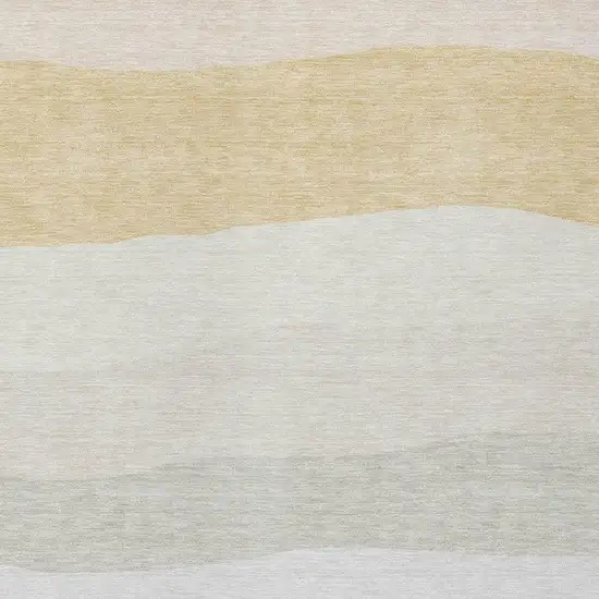 Wheat Gold And Beige Striped Washable Indoor Outdoor Area Rug Photo 7