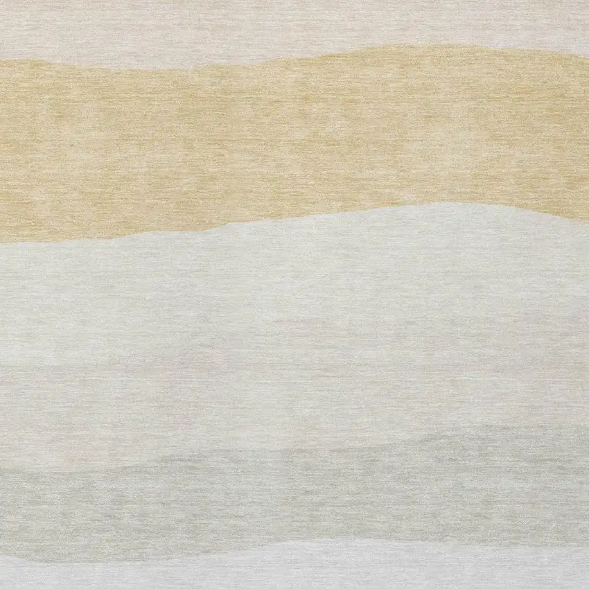 Wheat Gold And Beige Striped Washable Indoor Outdoor Area Rug Photo 7