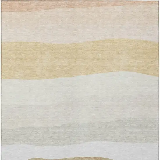 Wheat Gold And Beige Striped Washable Indoor Outdoor Area Rug Photo 8