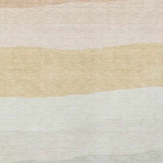 Wheat Gold And Beige Striped Washable Indoor Outdoor Area Rug Photo 3