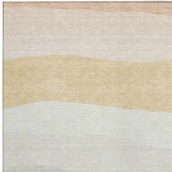 Wheat Gold And Beige Striped Washable Indoor Outdoor Area Rug Photo 3