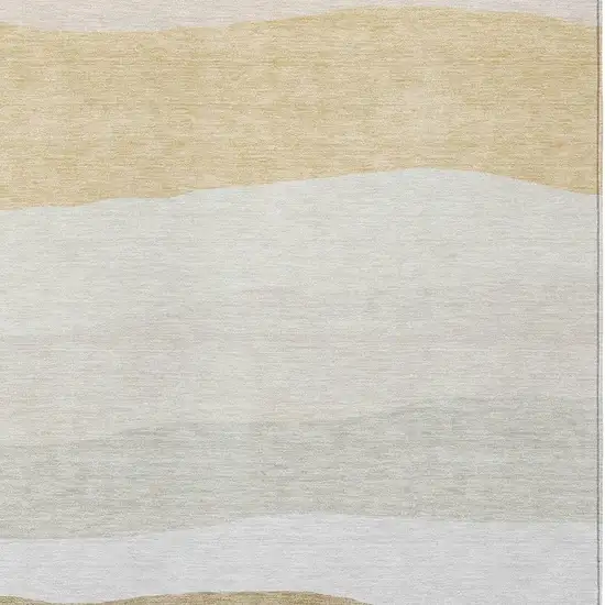 Wheat Gold And Beige Striped Washable Indoor Outdoor Area Rug Photo 7